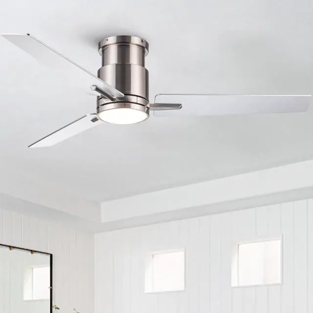Main image of 52" Brushed Nickel Lowe Profile Ceiling Fan with Light
