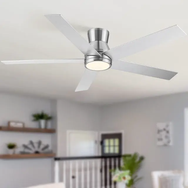 Main image of 52" Brushed Nickel Lowe Profile Ceiling Fan with Light