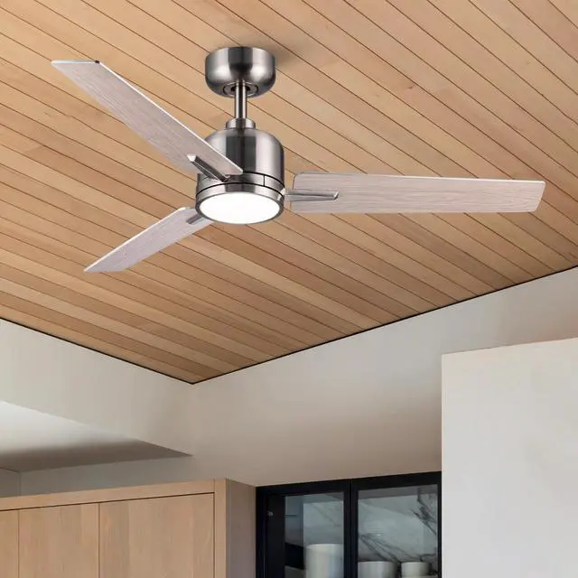 Main image of 48" Brushed Nickel Lowe Profile Ceiling Fan with Light