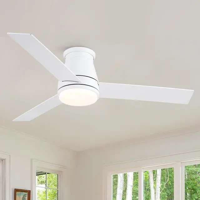 Main image of 48" White Blades Lowe Profile Ceiling Fans with Light