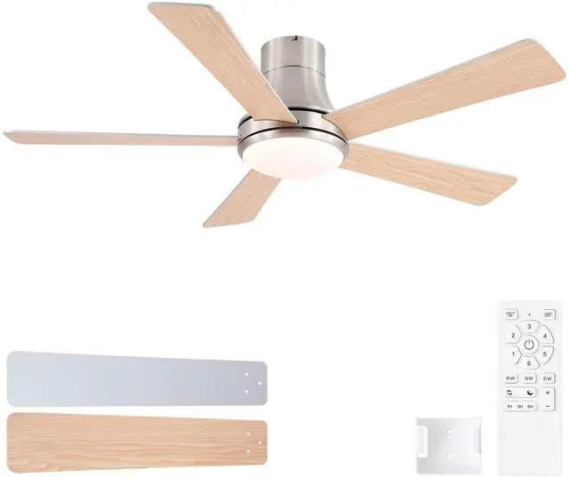 Main image of 52 in. Farmhouse Brushed Nickel Integrated LED Smart Ceiling Fan with DC Remote Control for Bedroom, Living Room