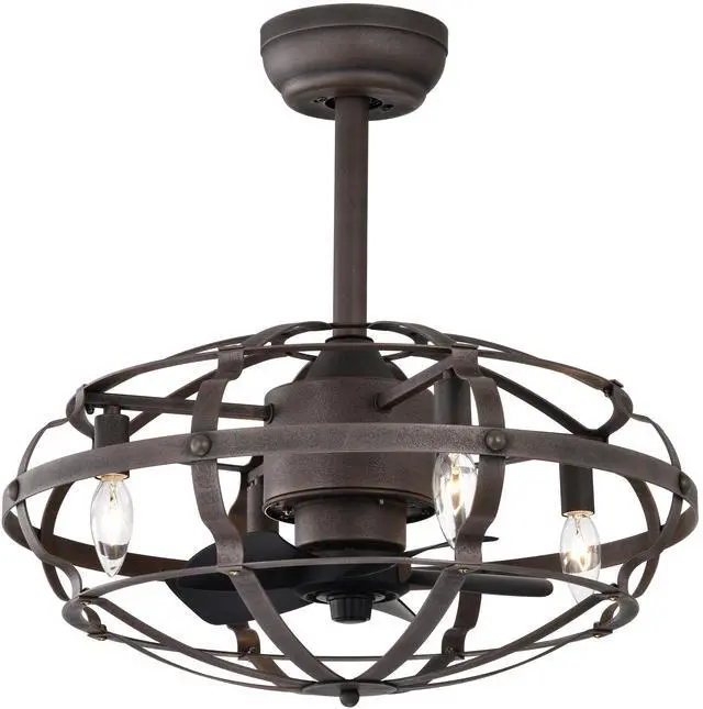 Main image of Best sells Modern Enclosed Ceiling Fan Indoor with Remote Control and Bladeless Rust Red Industrial Ceiling Fan Light Kit