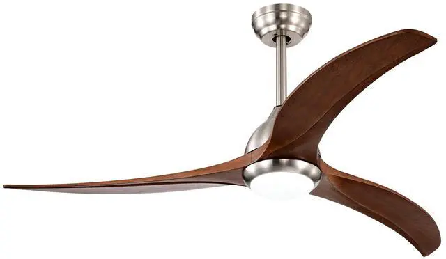 Main image of (Same SKU W1592P176970) 52" Solid Wood Blades Ceiling Fan With Light with Remote Control, Noiseless Reversible Motor, 6 Speed ,3 Color , for Patio Living Room, Bedroom, Indoor.(Stain nickel + Walnut )