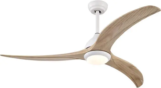 Main image of (Same SKU W1592P176976) 52" Ceiling Fan, Solid Wood Blades Ceiling Fan With Light with Remote Control, Noiseless Reversible Motor, 6 Speed ,3 Color ,for Patio Living Room, Bedroom,Indoor.(Matte White)