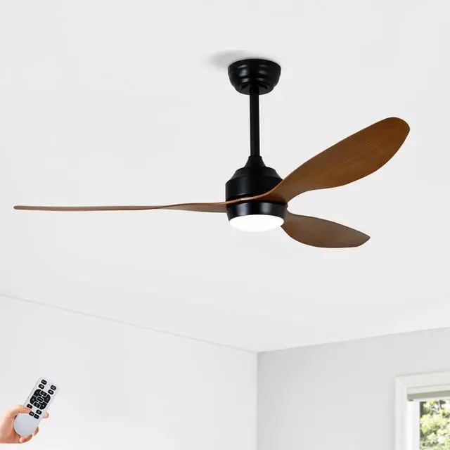 Main image of 52" Ceiling Fan with Lights Quiet DC Motor 3 ABS Blade Ceiling Fans 6 Speed Levels,Reversible Ceiling Fan, for Patio Living Room, Bedroom, Office,Indoor. Matte Black + Walnut