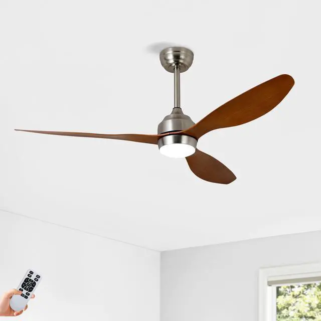 Main image of 52" Ceiling Fan with Lights Quiet DC Motor 3 ABS Blade Ceiling Fans 6 Speed Levels,Reversible Ceiling Fan, for Patio Living Room, Bedroom, Office,Indoor.(Stain nickel + Walnut )