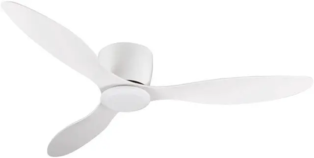 Main image of 52" Flush Mount white Ceiling Fan without light, 3 Reversible Blades, with 6 Speeds Reversible DC Motor,Low Profile Ceiling Fan with no light for Living Room Kitchen Bedroom