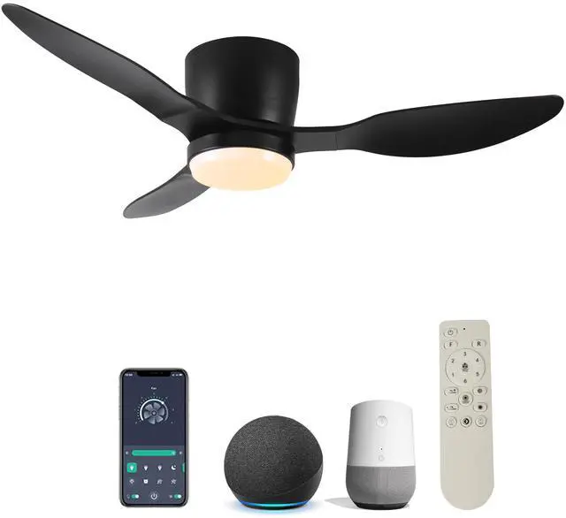 Main image of 42" Smart Flush Mount Ceiling Fans with Lights Remote,Quiet DC Motor,Outdoor Indoor Low Profile Ceiling Fan,Control with WIFI Alexa App,Dimmable,ABS blades,for Modern Bedroom Patio