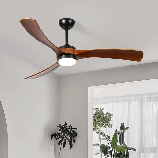 Main image of 60-inch 3-blade solid wood ceiling fan light
