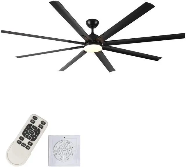 Main image of 84 Inch Super Large Black Ceiling Fan with Remote, High Airflow Reversible DC Fan, Industrial & Residential Ceiling Fan for Garage, Warehouse, Basement, Large Living Space