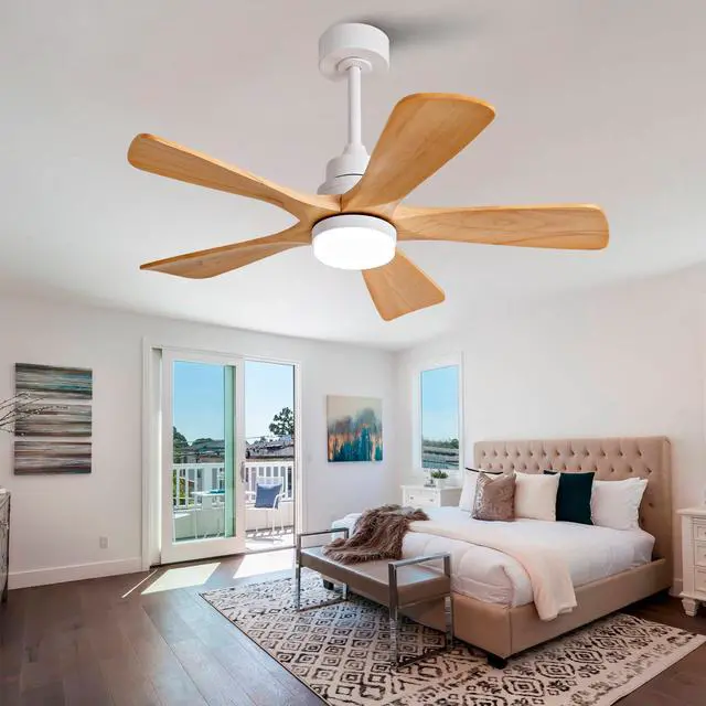 Main image of Hot sales 42 Inch Modern Ceiling Fans With Lights and Remote Control, 5 Solide Wood Blades, Reversible DC Motor