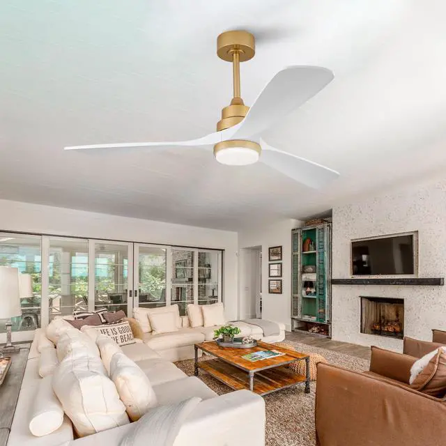 Main image of Hot sales 52 Inch Indoor Ceiling Fan With Dimmable LED Light 3 Solid Wood Blades Remote Control Reversible DC Motor
