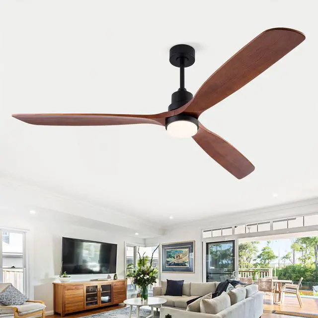 Main image of Hot sales 72 Inch Modern Black Ceiling Fan With Light 3 Solid Wood Blades Remote Control Reversible DC Motor With Dimmable LED