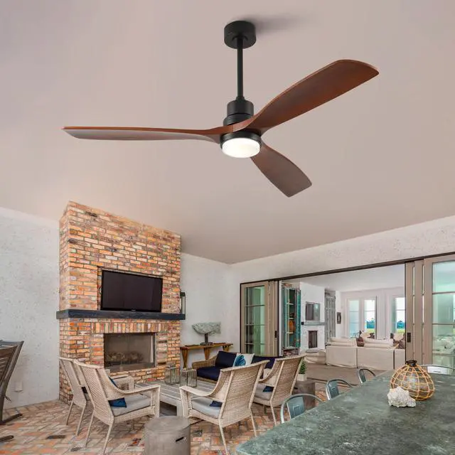 Main image of Hot sales 60 Inch Modern Black Ceiling Fan With Light 3 Solid Wood Blades Remote Control Reversible DC Motor With Dimmable LED