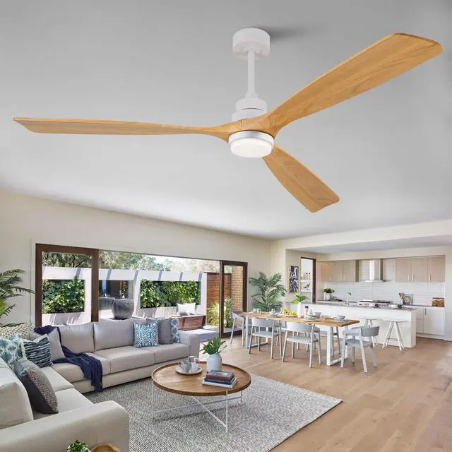 Main image of Hot sales 72 Inch Modern Ceiling Fan With 3 Color Dimmable 3 Solide Wood Blades Remote Control Reversible DC Motor With Led Light