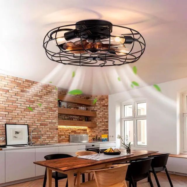 Main image of New Model 19 Inch Ceiling Fan Light With 6 Speed Remote 8 Blade Reversible DC Motor For Bedroom