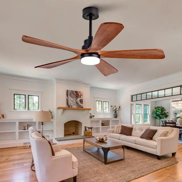 Main image of Hot sales Ceiling Fans with Lights and Remote, 52 Inch Outdoor Ceiling Fan for Patios with Light 5 Solide Wood Blades Modern Ceiling Fan Noiseless Reversible DC Motor, Wood Fan for Farmhouse