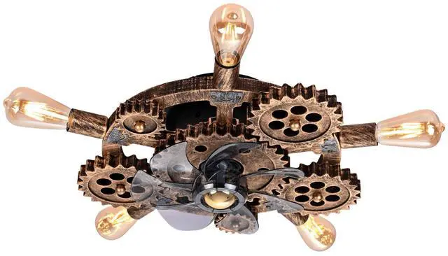 Main image of 19.6" Farmhouse ceiling fan light and remote, Industrial Caged Ceiling Fan Light, Retro Ceiling Fan Lights with 7 Blades , Reversible Motor for Dining Room Living Room Bed--NOT Included Bulbs