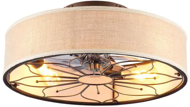 Main image of 20" Lotus Design Fabric Farmhouse Bladeless Ceiling fan With Remote Control For Living room, Bedroom,Kitchen--NOT INCLUDED BULBS
