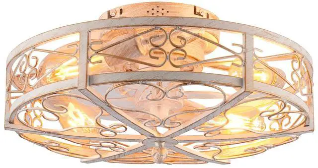 Main image of 20'' Mounting Type Caged Ceiling Fan with Lights and Remote Control ,Reversible Motor, DC Remote Control,6 Speed Ceiling Fan,Timing, for Living Room, Bedroom, Dining Room--NOT Included Bulbs (WH)