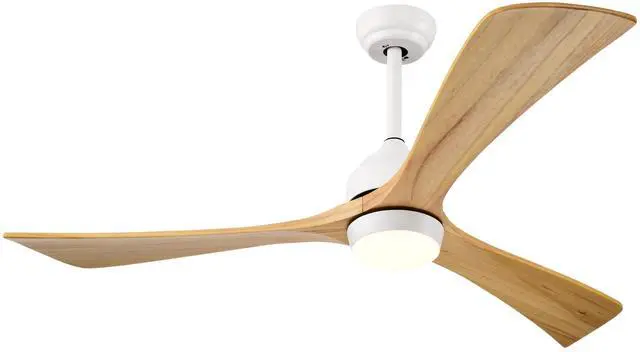 Main image of 52" Solid Wood Blades Ceiling Fan with Lights Remote Control,Quiet DC Motor 3 Blade Ceiling Fans 6 Speed Levels,Reversible Ceiling Fan, for Patio Living Room, Bedroom, Office,Indoor.(White +Natural)