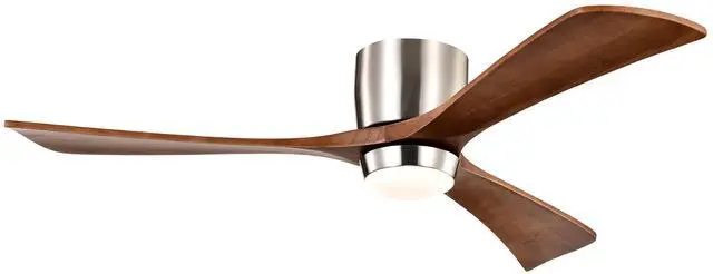 Main image of 52" Flush Mount Solid Wood Blades Ceiling Fan with Lights Remote Control,Quiet DC Motor, 6 Speed ,Reversible Ceiling Fan for Patio Living Room, Bedroom, Office,Indoor.(Stain Nickel )