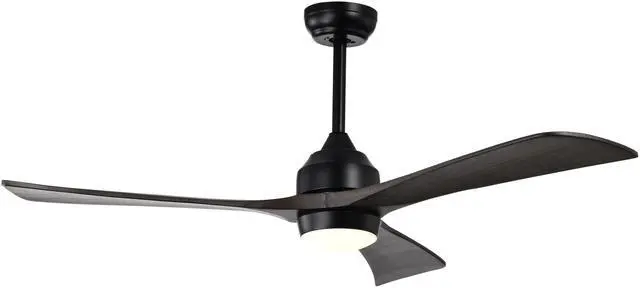 Main image of 52" Solid Wood Blades Ceiling Fan with Lights Remote Control,Quiet DC Motor 3 Blade Ceiling Fans 6 Speed Levels,Reversible Ceiling Fan, for Patio Living Room, Bedroom, Office,Indoor.(Matte Black)