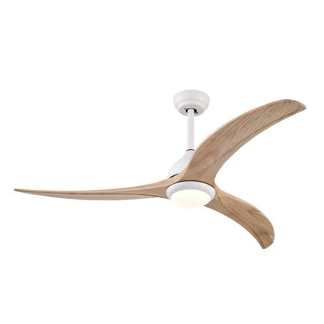 Main image of 52" Solid Wood Blades Ceiling Fan, Indoor Outdoor Ceiling Fan With Light with Remote Control, Noiseless Reversible Motor, 6 Speed ,3 Color , for Patio Living Room, Bedroom, Office,Indoor.(Matte White)