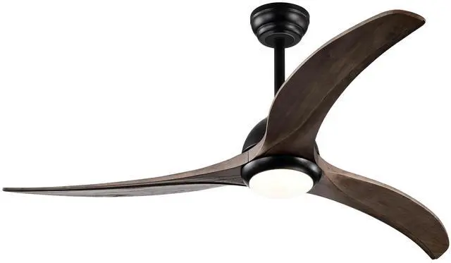 Main image of 52" Solid Wood Blades Ceiling Fan, Indoor Ceiling Fan With Light with Remote Control, Noiseless Reversible Motor, 6 Speed ,3 Color , for Patio Living Room, Bedroom, Office,Indoor.(Matte Black)