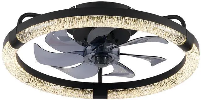 Main image of 20" Ceiling Fans with Kit ,LED Light Source and Remote Control, 3000-6500K Dimmable Modern Flush Mount LED Fan Light, 6 Speeds, Quiet DC Motor For Living room, Bedroom,Kitchen----Matte Black