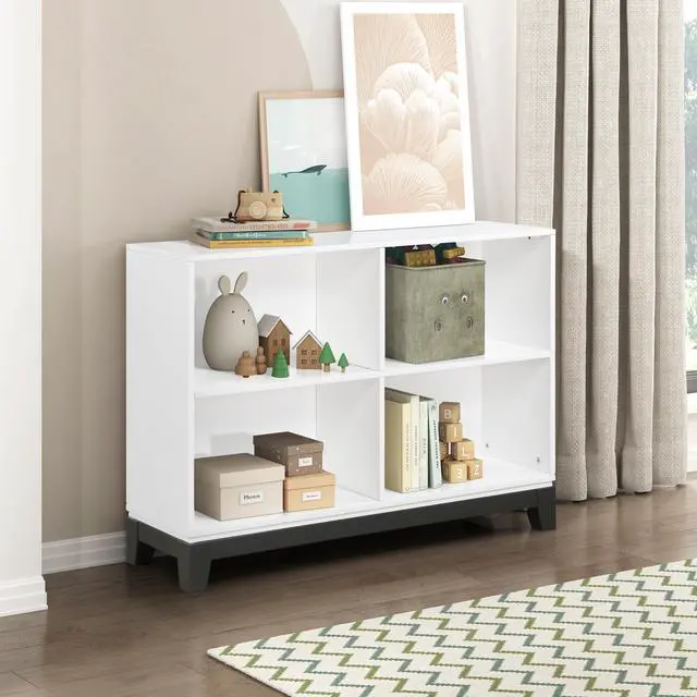 Main image of White Finish 4-Shelf Bookcase Wooden Furniture 1pc