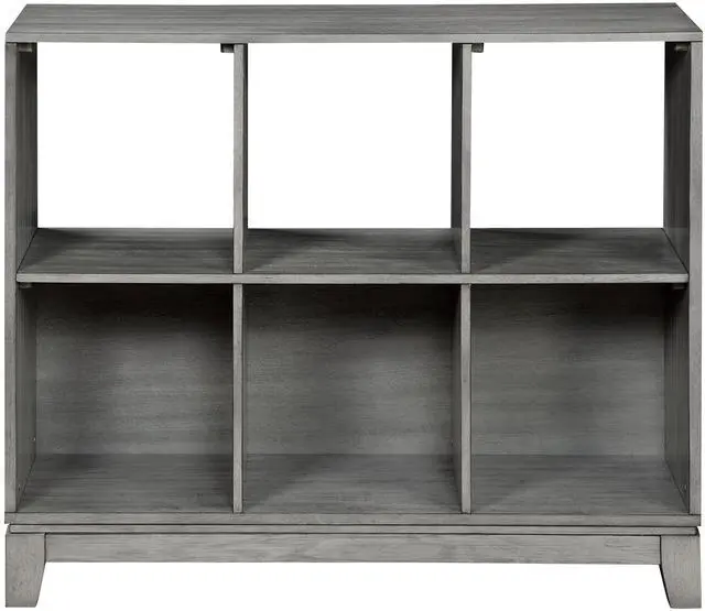 Main image of Gray Finish 6-Shelf Bookcase Wooden Furniture 1pc