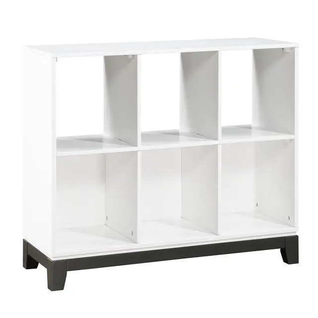 Alt view image 3 of 5 - White Finish 6-Shelf Bookcase Wooden Furniture 1pc