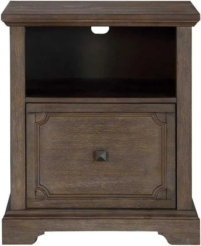 Main image of Dark Oak Finish 1pc File Cabinet with Storage Drawer Shelf Casters Movement Wooden Furniture
