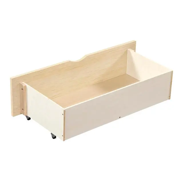 Alt view image 4 of 7 - Natural Pine Finish 2pcs Storage Boxes with Caster Wheels Transitional Bedroom Furniture Under-Bed Toy Boxes