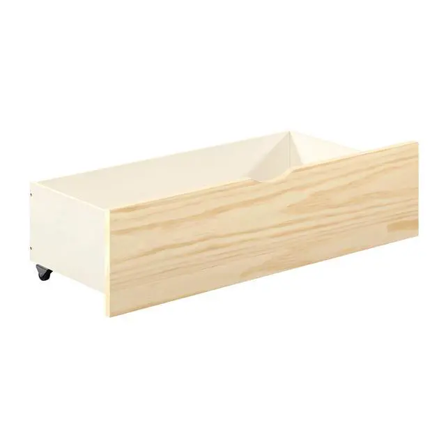 Alt view image 3 of 7 - Natural Pine Finish 2pcs Storage Boxes with Caster Wheels Transitional Bedroom Furniture Under-Bed Toy Boxes
