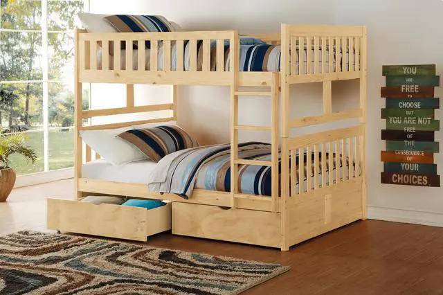 Alt view image 6 of 7 - Natural Pine Finish 2pcs Storage Boxes with Caster Wheels Transitional Bedroom Furniture Under-Bed Toy Boxes