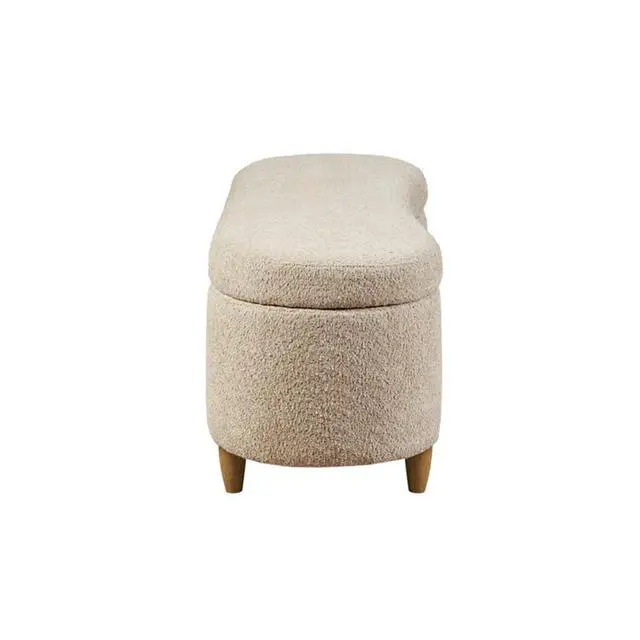 Alt view image 7 of 7 - Boucle Flip Top Storage Bench Taupe See below