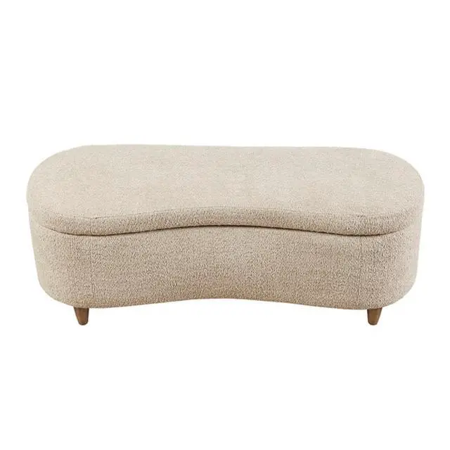 Alt view image 6 of 7 - Boucle Flip Top Storage Bench Taupe See below