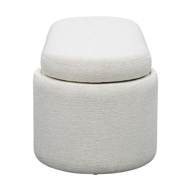 Alt view image 7 of 7 - Fully Upholstered Oval Storage Bench with Soft-Close Lid, Ivory