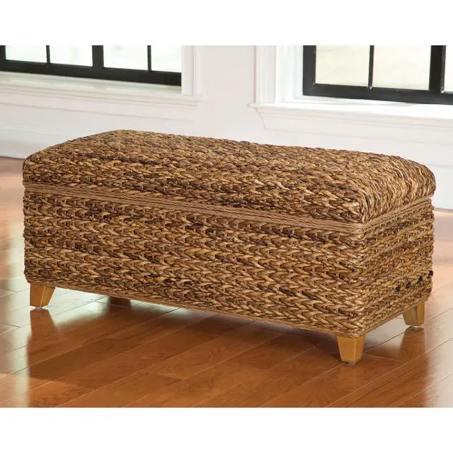 Alt view image 2 of 7 - Amber Woven Banana Leaf Storage Trunk