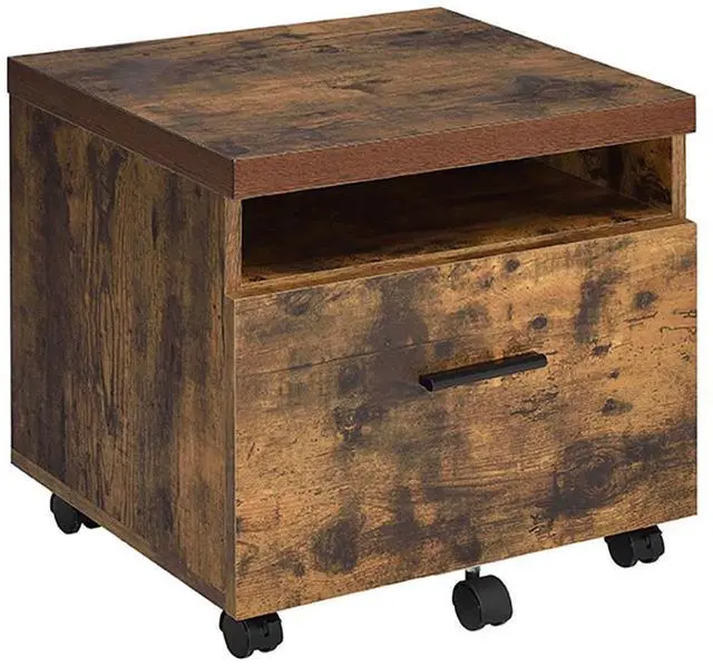 Main image of Weathered Oak and Black 1-Drawer File Cabinet