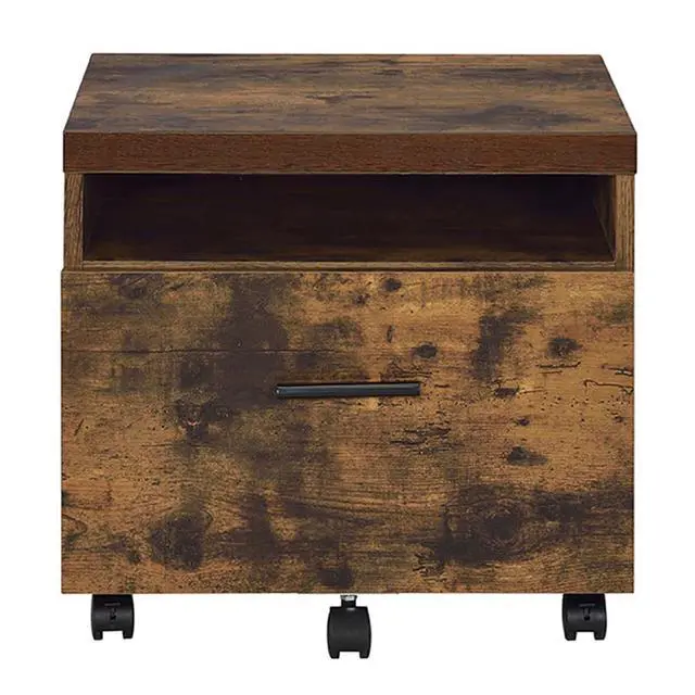 Alt view image 2 of 5 - Weathered Oak and Black 1-Drawer File Cabinet