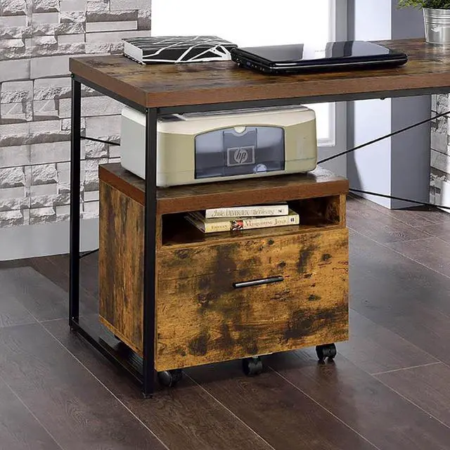 Alt view image 4 of 5 - Weathered Oak and Black 1-Drawer File Cabinet
