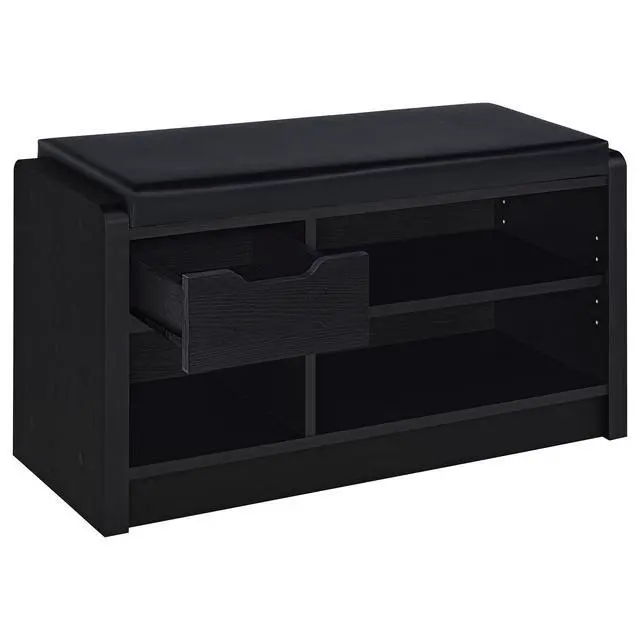 Alt view image 4 of 7 - Astor Black 1-drawer Storage Bench
