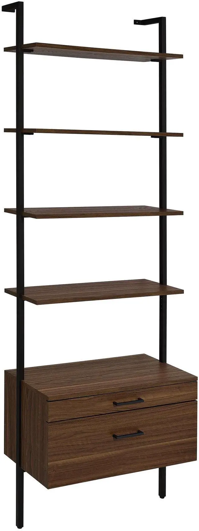 Main image of Wendell Walnut 4-shelf Storage Wall Bookshelf