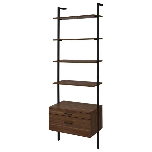 Alt view image 5 of 7 - Wendell Walnut 4-shelf Storage Wall Bookshelf