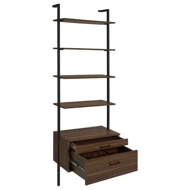 Alt view image 4 of 7 - Wendell Walnut 4-shelf Storage Wall Bookshelf