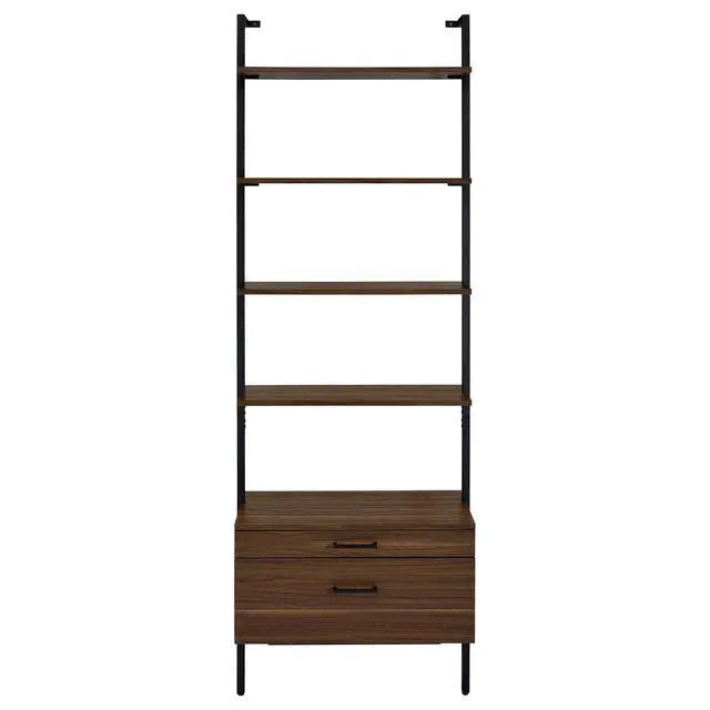 Alt view image 6 of 7 - Wendell Walnut 4-shelf Storage Wall Bookshelf