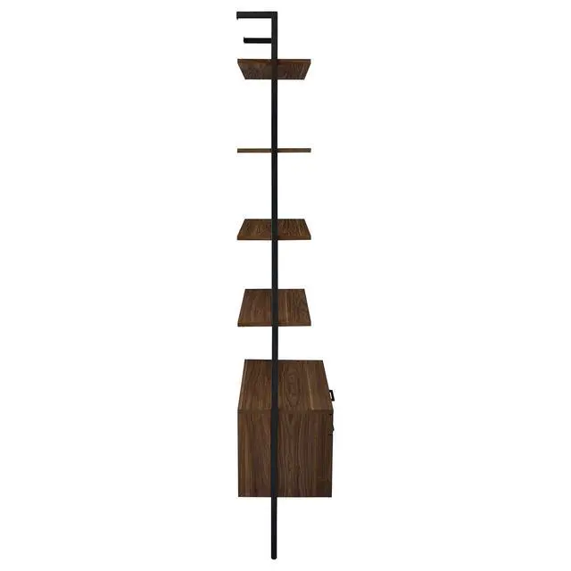 Alt view image 7 of 7 - Wendell Walnut 4-shelf Storage Wall Bookshelf